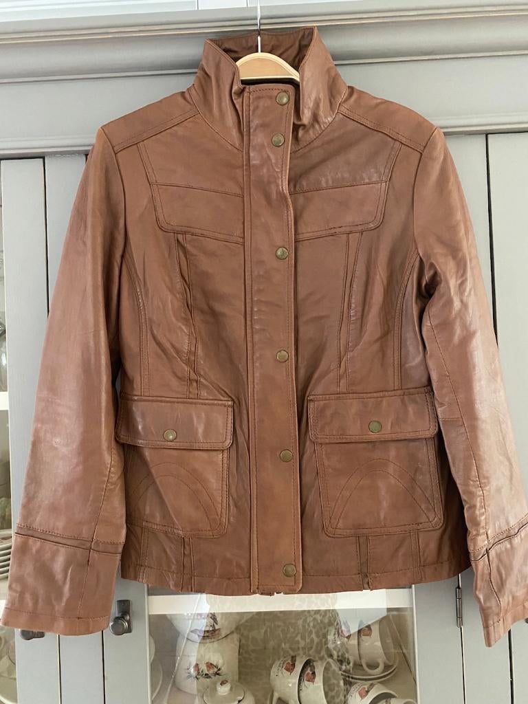 Leren jas Nappa leer cognac bruin maat 38 Nieuw, Kleding | Dames, Ophalen of Verzenden, Nieuw, Maat 38/40 (M), Bruin