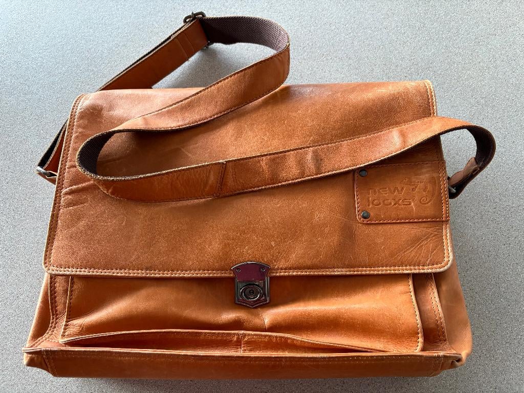 Lederen fietstas, Ophalen, Nieuw, Bruin, Leer