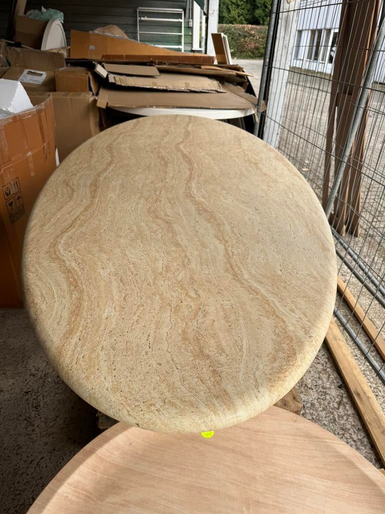 Tuintafel travertin look ovaal eco composiet 240 cm, Tuin en Terras, Ophalen, Nieuw, Ovaal, Overige materialen