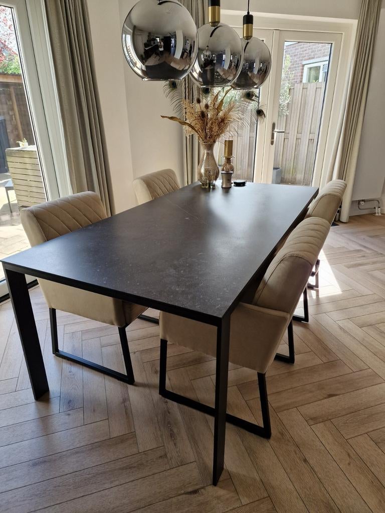 Dekton eettafel 200 x 100 cm met stalen poot, Ophalen, 200 cm of meer, 50 tot 100 cm, Zo goed als nieuw