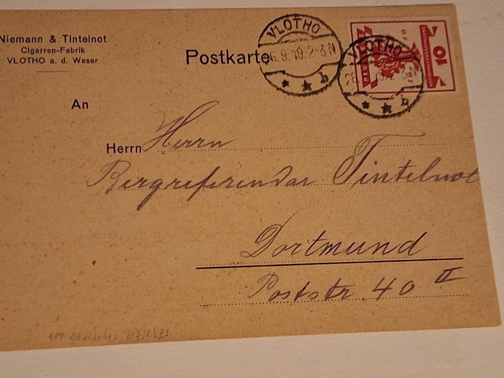 Duitsland bijzondere briefkaart uit 1919, Verzenden, Briefkaart