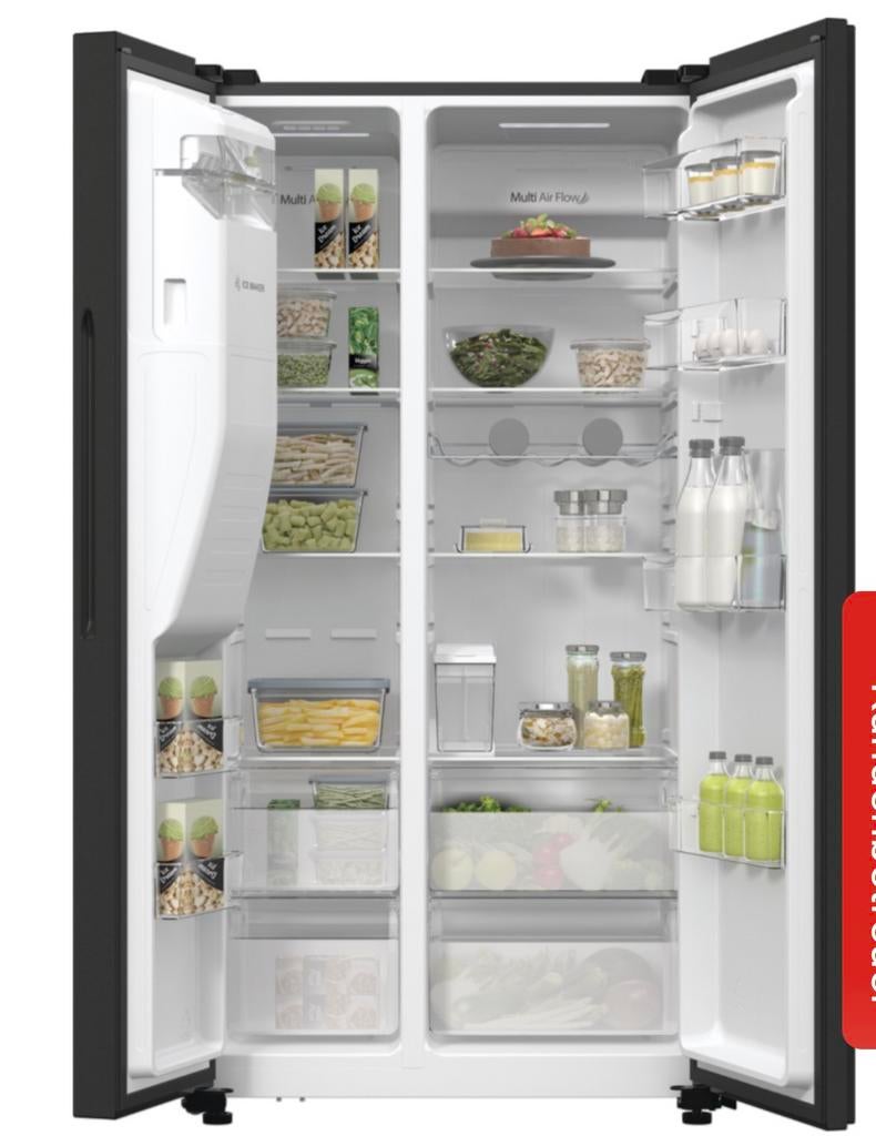 Hisense Amerikaanse koelkast ijs water zonder water leiding, Hisense, Hisense, 200 liter of meer, 60 cm of meer