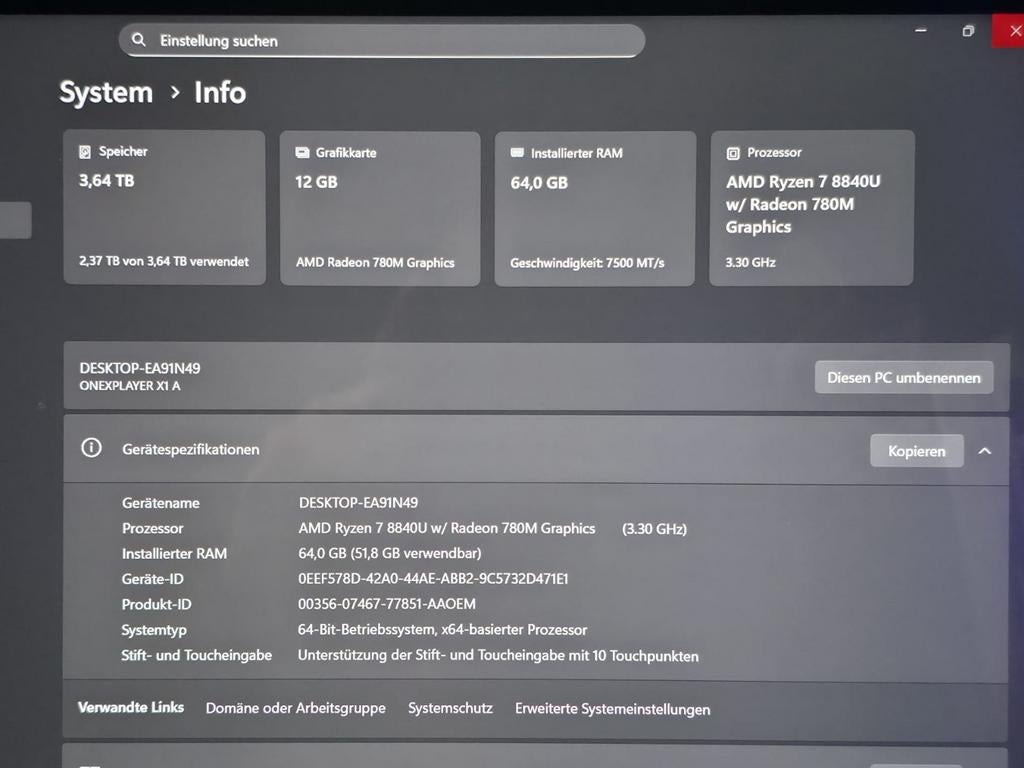 ONEXPLAYER X1 4TB 64GB RAM - Zeldzaam Gaming Handheld, Spelcomputers en Games, Spelcomputers | Overige, Ophalen, Zo goed als nieuw