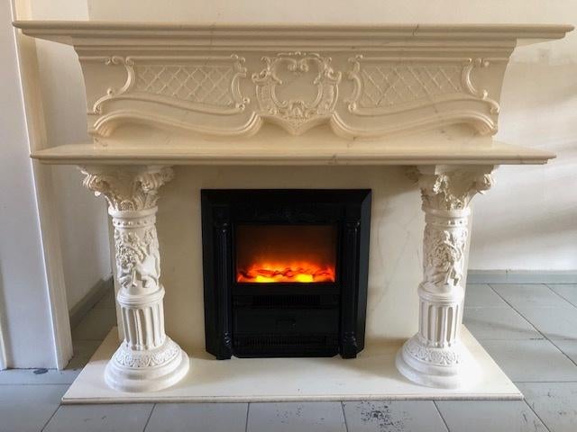 Nostalgische schouw met elektrische haard, Huis en Inrichting, Haarden, Ophalen, Gebruikt, Vrijstaande haard, Elektrische haard