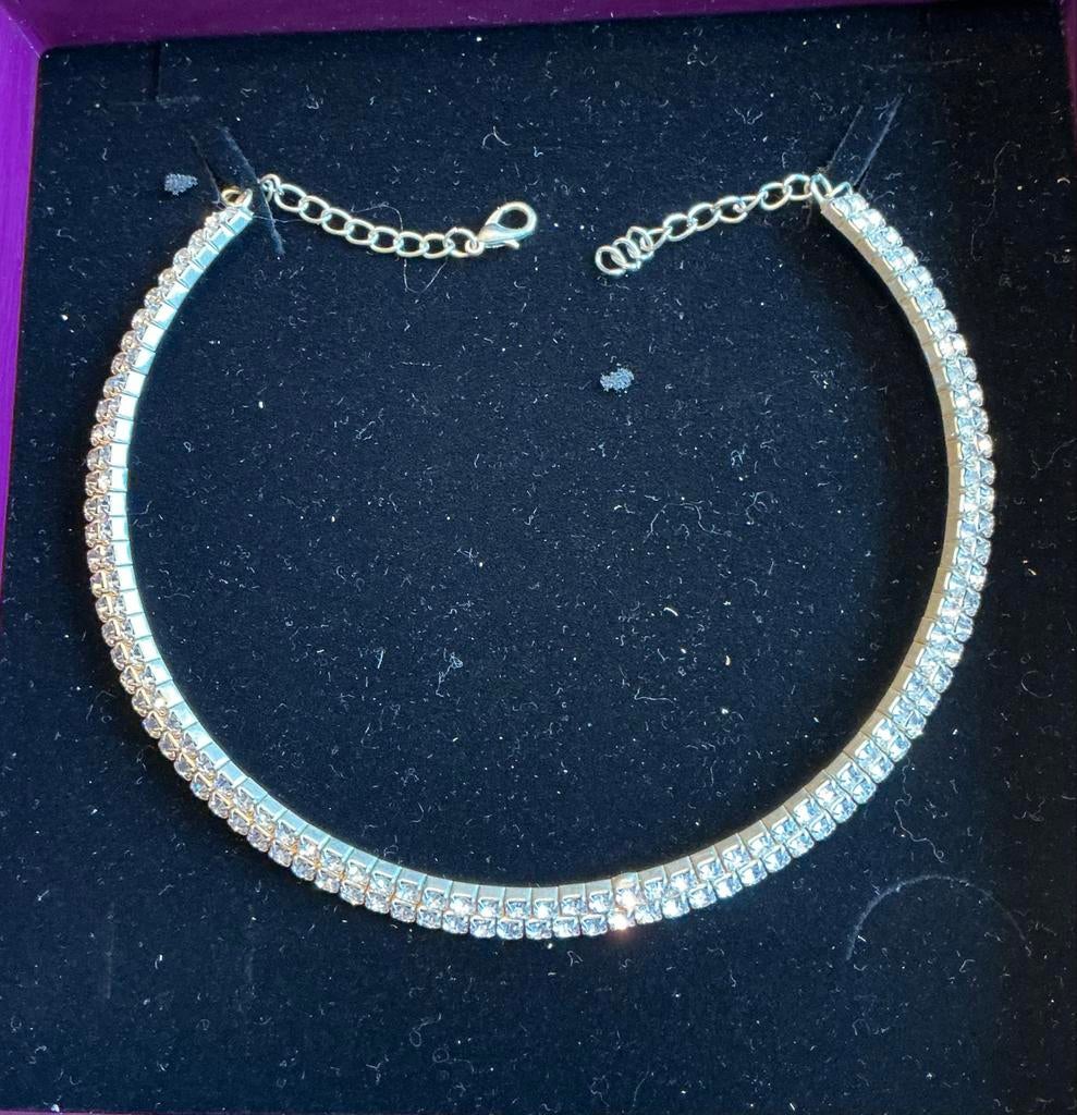 Just Crystals Swarovski Elements Choker Ketting, Ophalen, Zo goed als nieuw, Zilver, Met kristal