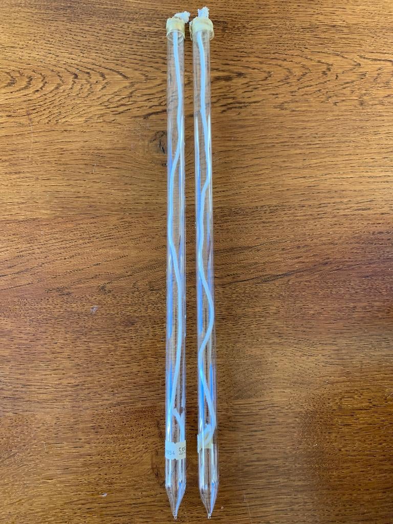 2 Glazen 'Kaarsen' met Lont Nieuw, Ophalen of Verzenden, Nieuw, Overige materialen, Minder dan 25 cm