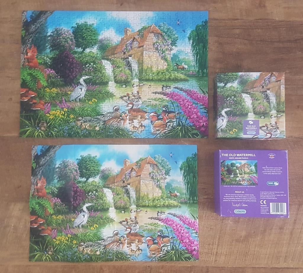 Gibsons puzzel The Old Watermill 500 pc zgan, Ophalen of Verzenden, 500 t/m 1500 stukjes, Zo goed als nieuw, Legpuzzel