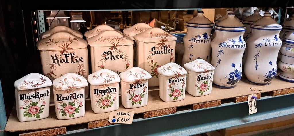 Antieke of brocante voorraadpotten met teksten mooi en gaaf, Antiek en Kunst, Ophalen