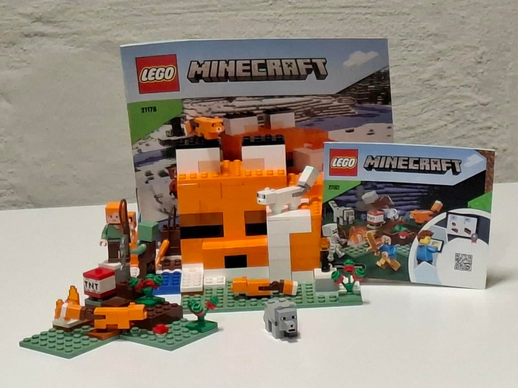 LEGO Minecraft sets 21178 en 21162, Ophalen of Verzenden, Zo goed als nieuw, Complete set, Lego