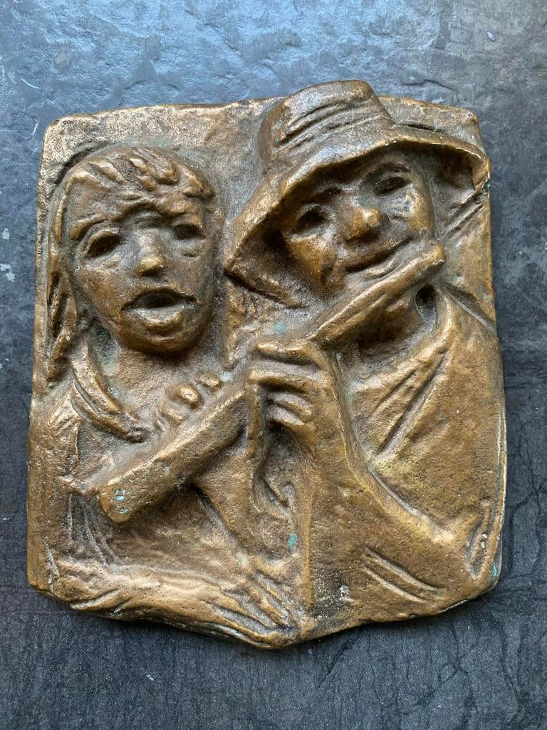 Bronzen Relief Joseph Krautwald - Fluitspelers, Ophalen of Verzenden