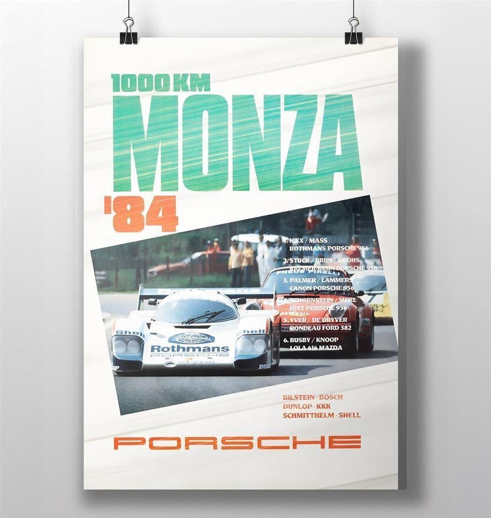 Porsche 956 Monza 1000km 1984 Race Poster, Verzenden, Nieuw, Auto's