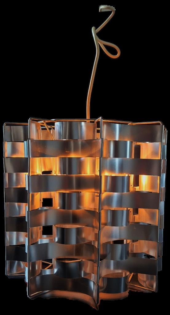 Fantastische grote vintage Max Sauze design hanglamp, Ophalen of Verzenden, Gebruikt, Metaal, Minder dan 50 cm
