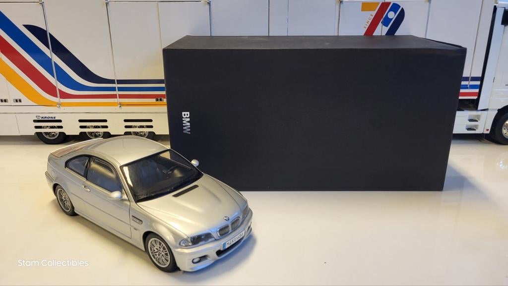Kyosho BMW E46 3-Serie M3 Silver Metallic Dealer Edition, Hobby en Vrije tijd, Modelauto's | 1:18, Gebruikt, Auto, Kyosho, Ophalen of Verzenden