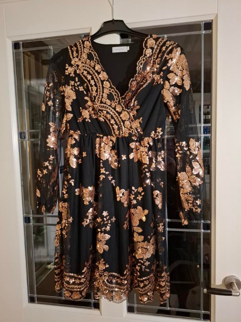 Feestjurk Meisjes - Chicaprie, Maat 38/40 (M), Zwart, Ophalen of Verzenden, Zo goed als nieuw