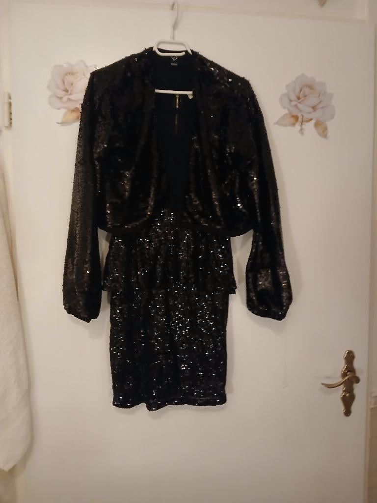 prachtige pialleten jurk met jasje en bolero maat 38, Kleding | Dames, Maat 38/40 (M), Zwart, Ophalen of Verzenden, Zo goed als nieuw