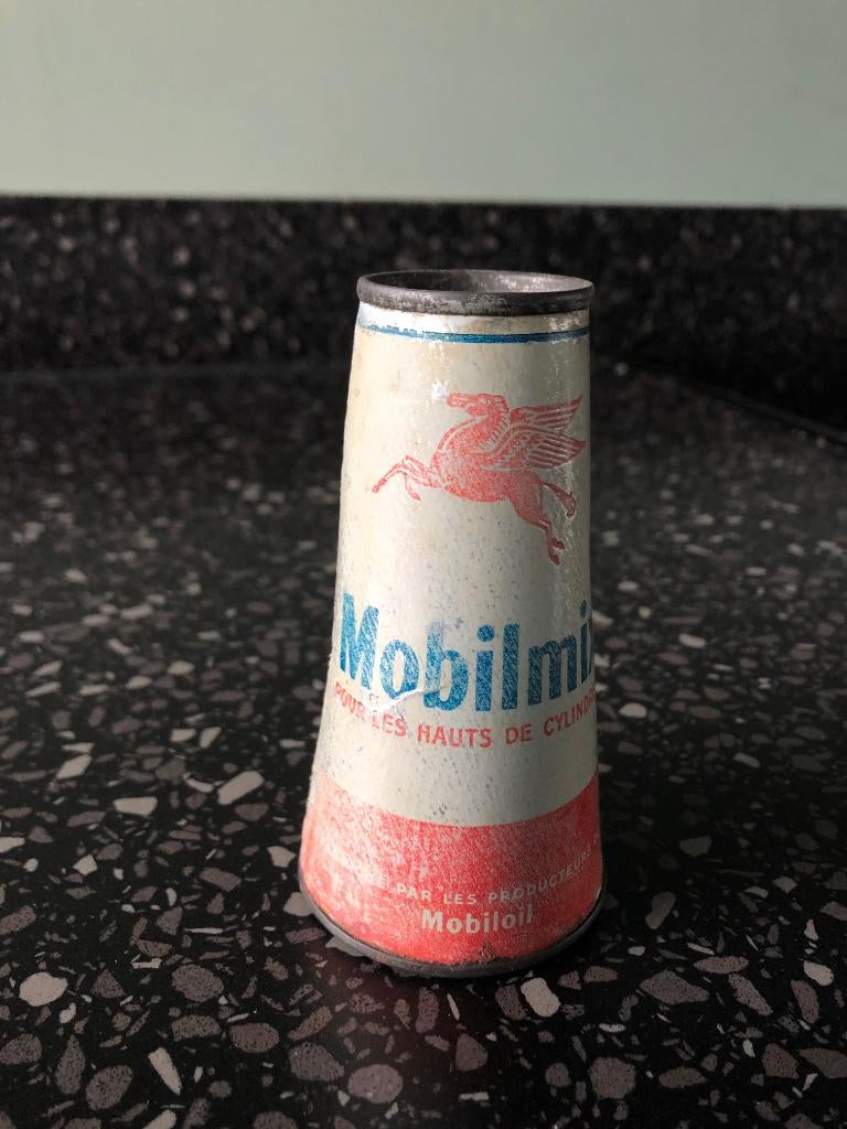 Zeldzaam conisch MOBILOIL MobilMix blik., Verzamelen, Ophalen of Verzenden, Gebruikt, Overige typen