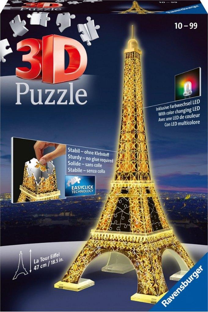 Ravensburger: 3D Puzzle: Eiffeltoren Night Edition, Ophalen of Verzenden, Minder dan 500 stukjes, Nieuw, Rubik's of 3D-puzzel