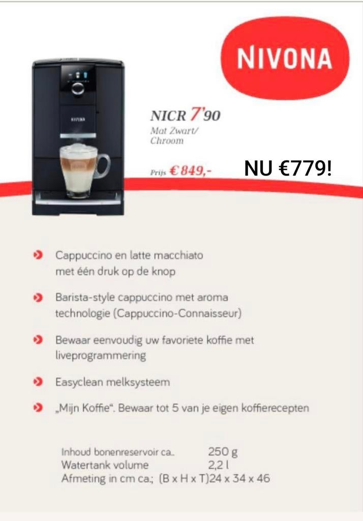 Nivona NICR 790 nu met 3kg koffie cadeau!, 10 kopjes of meer, Ophalen of Verzenden, Gemalen koffie, Koffiemachine