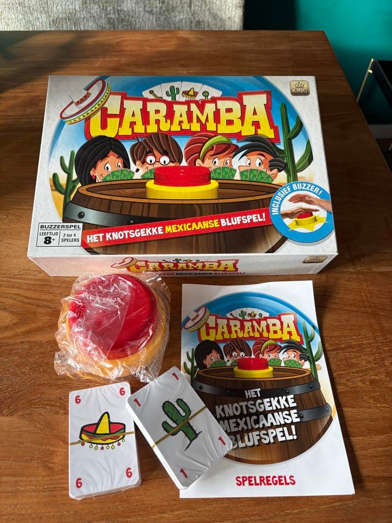 Caramba! - Het knotsgekke Mexicaanse blufspel, Drie of vier spelers, Ophalen of Verzenden, Zo goed als nieuw, Reisspel
