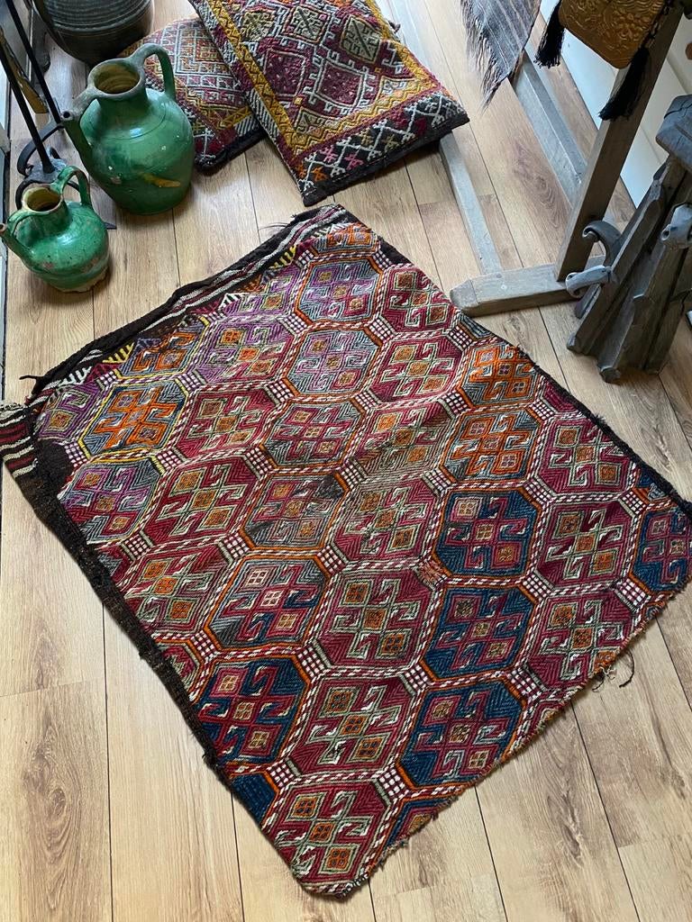 Antiek kelim kleed, kussen, Ophalen of Verzenden