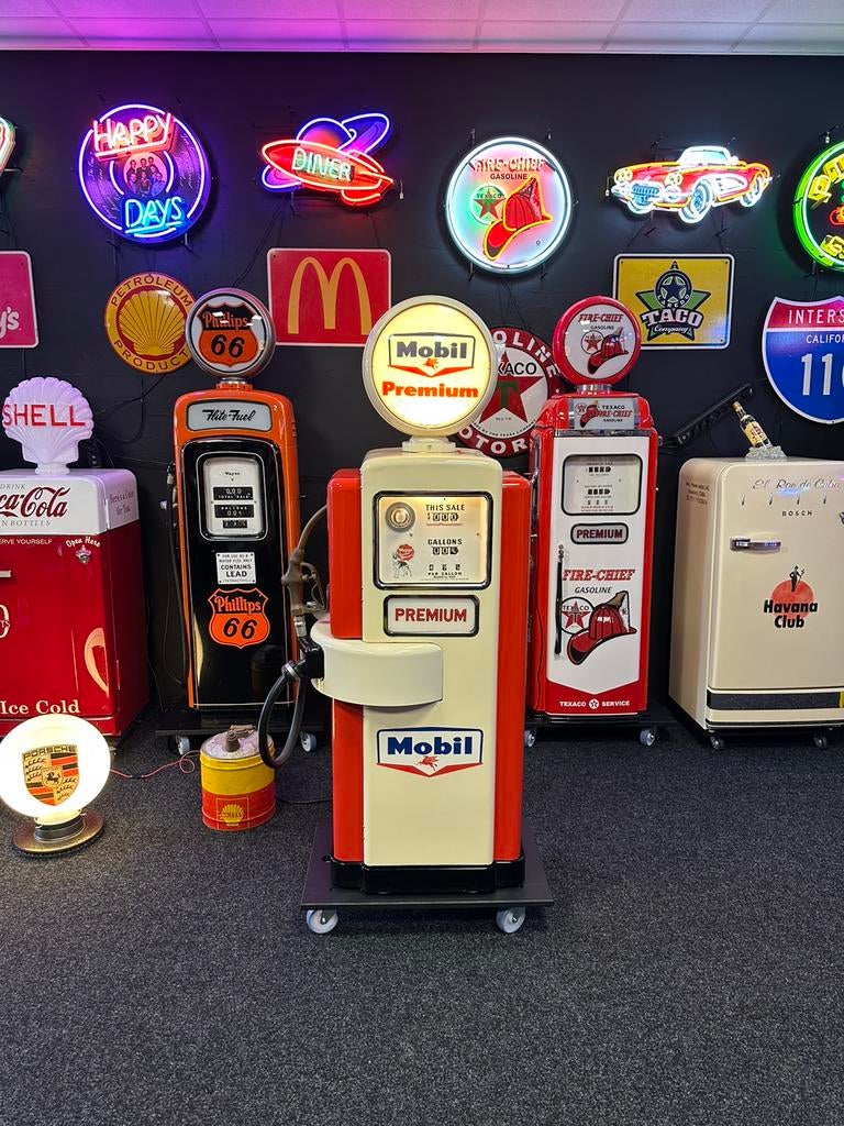 Unieke Amerikaanse benzinepomp Wayne 100a Swing-arm Mobilgas, Ophalen, Zo goed als nieuw