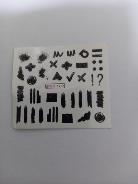 Velletje nagel water decals stickers BN-1235 figuren zwart, Zwart, Nieuw, Ophalen of Verzenden, Handen en Nagels