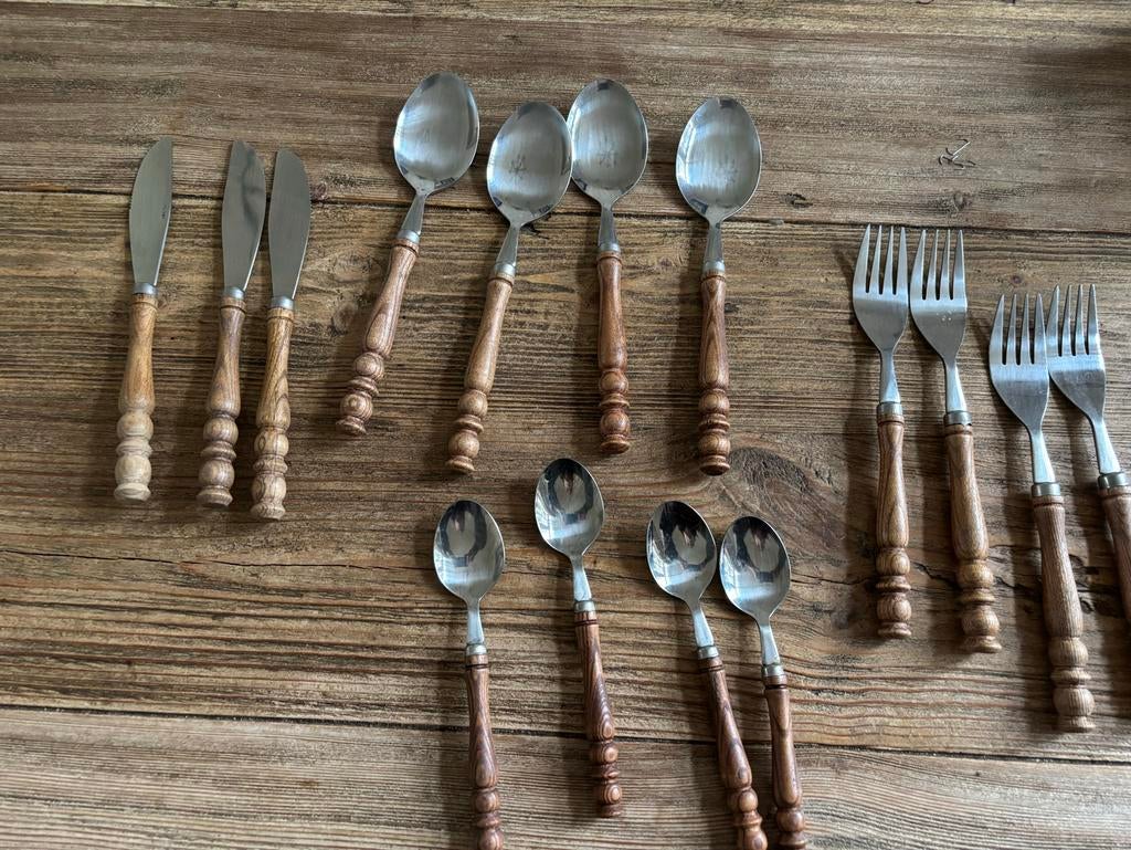 Vintage houten bistroset, Ophalen of Verzenden