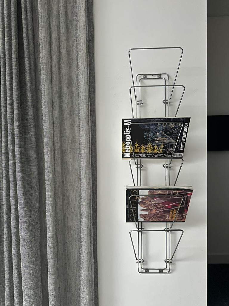 Vintage chroom metalen tijdschriftenrek, Huis en Inrichting, Zo goed als nieuw, Minder dan 25 cm, Minder dan 100 cm, 50 tot 100 cm