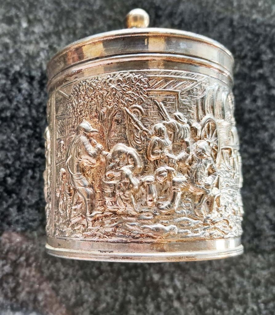 Zwaar Verzilverde theebus Douwe Egberts / Herbert Hooijkaas, Ophalen of Verzenden