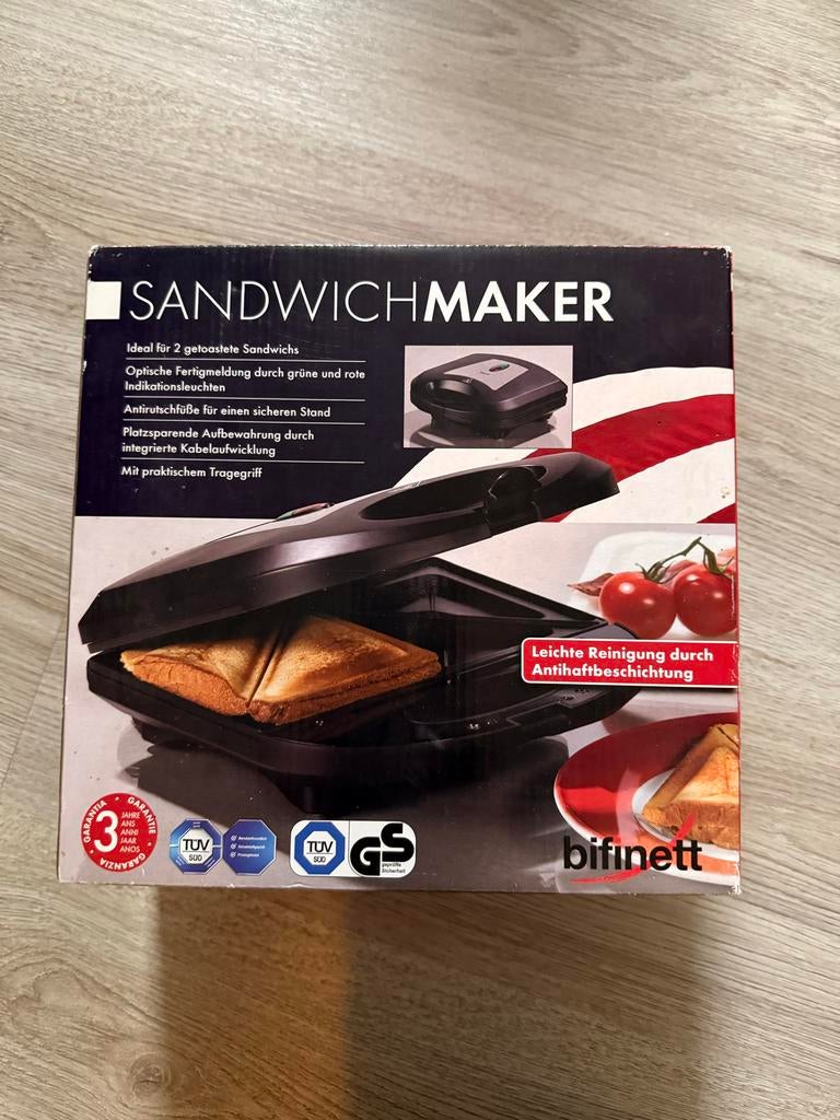 Sandwichmaker - Zo goed als nieuw!, Witgoed en Apparatuur, Contactgrills, Ophalen of Verzenden, Uitneembare platen, Zo goed als nieuw