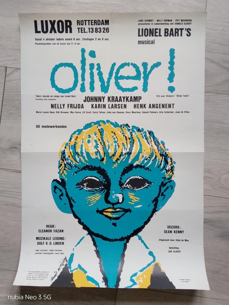 Oliver! Musical Affiche - Luxor Rotterdam, Ophalen of Verzenden, A1 t/m A3, Film en Tv, Rechthoekig Staand