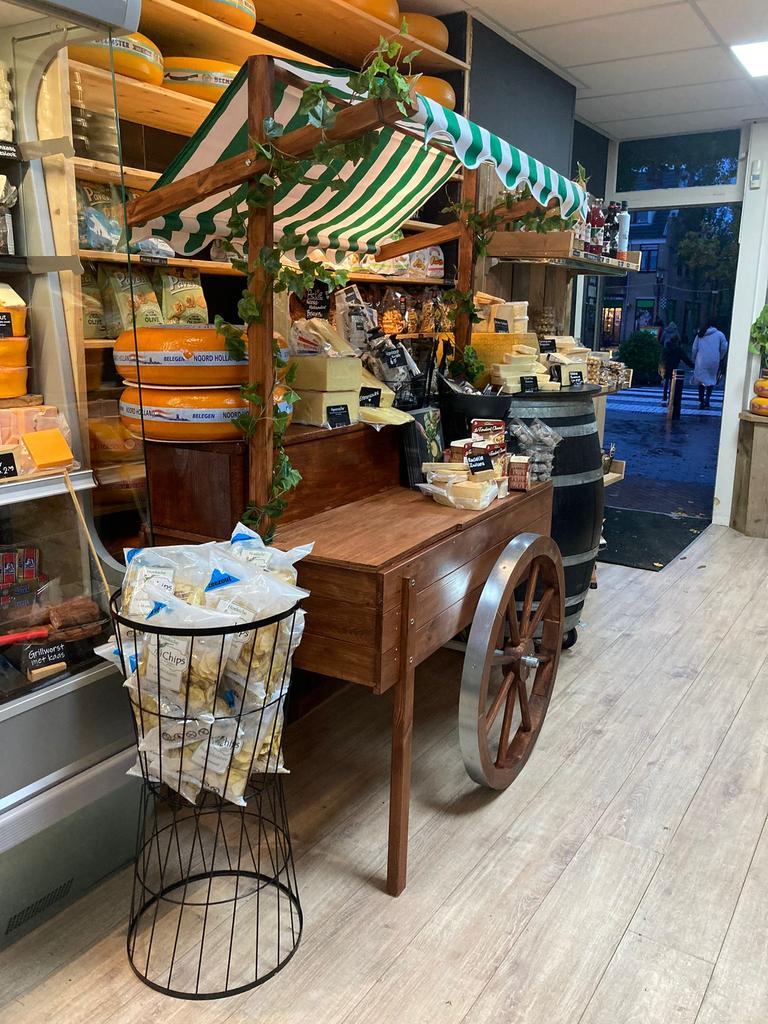 Winkelpresentatie houten marktkar KAAS / VIS / GROENTE, Ophalen of Verzenden