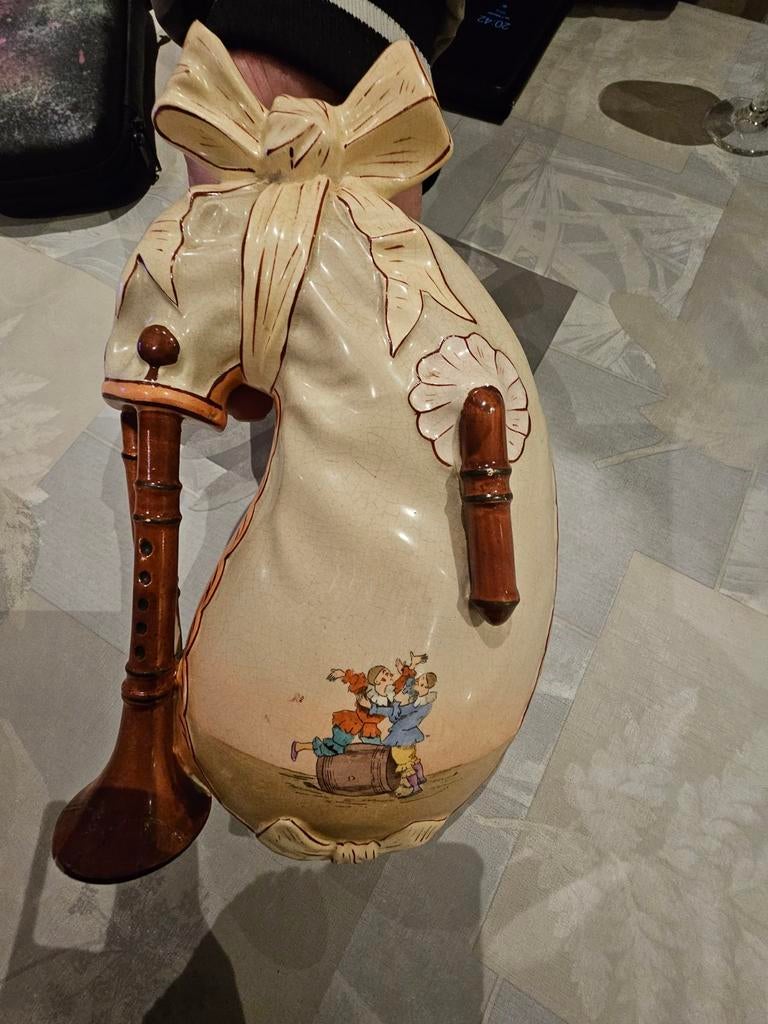 Oude porseleinen doedelzak decoratie, Ophalen of Verzenden