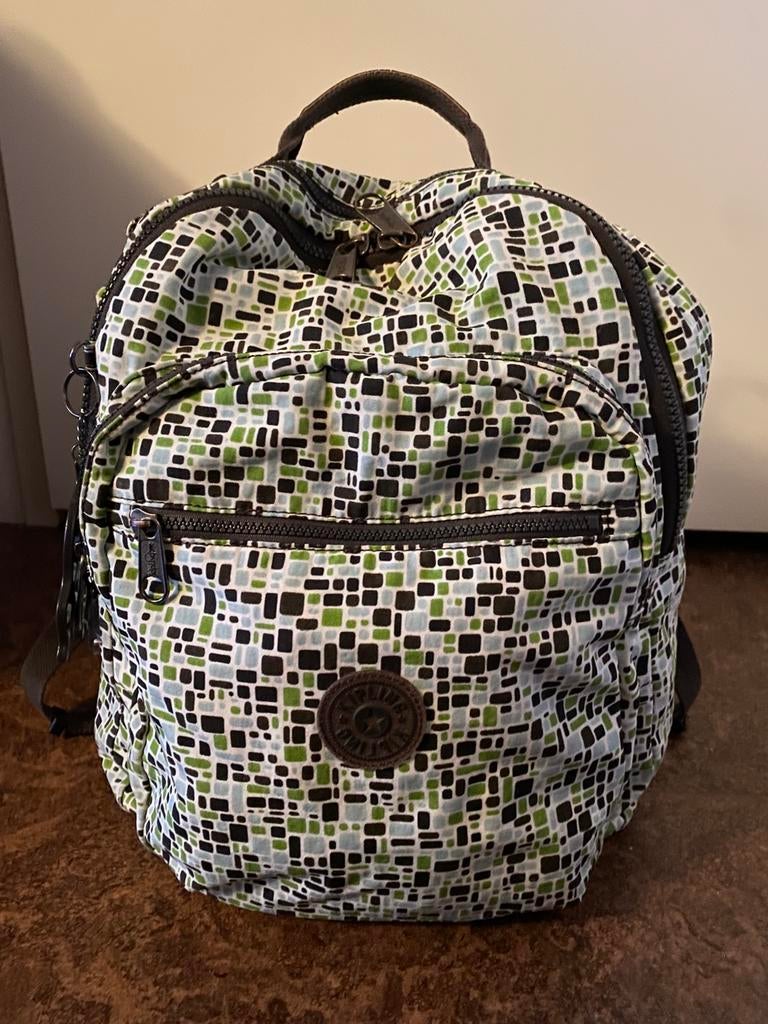 KIPLING LAPTOP RUGTAS GROEN BRUIN., Gebruikt, Kipling, 25 tot 40 cm, Ophalen of Verzenden