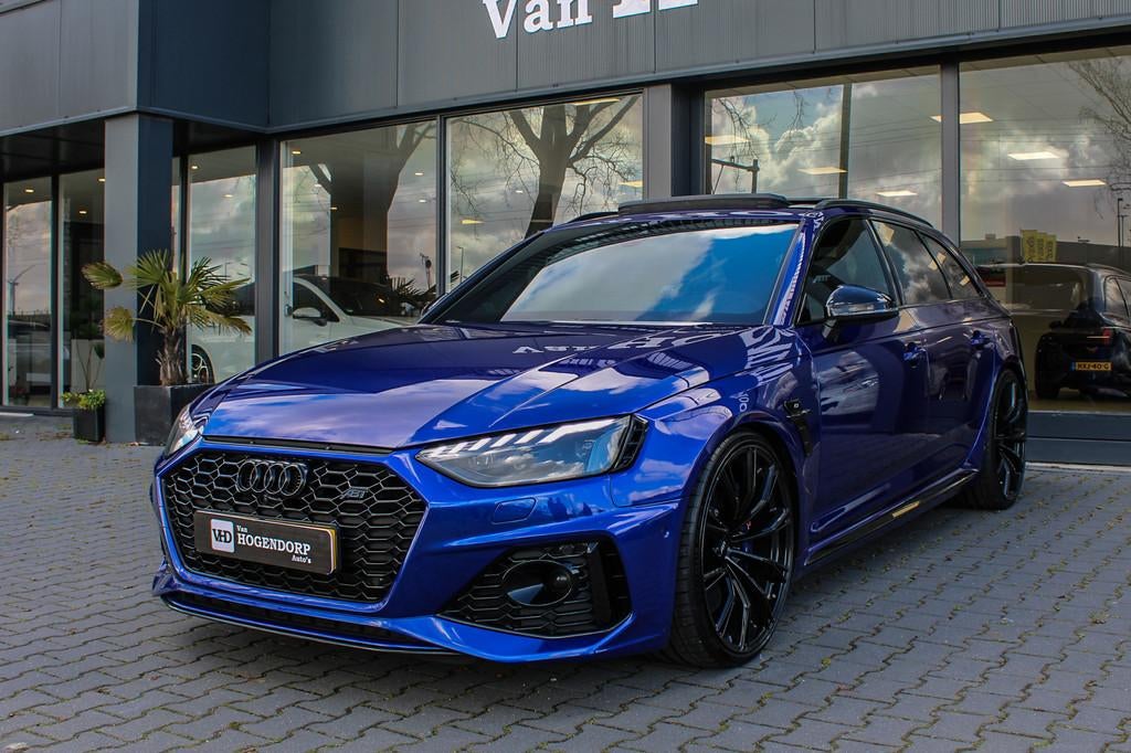 Audi A4 Avant 2.9 TFSI RS4 PANO HUD B&O 530PK ABT RS4-S, Auto's, Audi, Automaat, Gebruikt, Blauw, A4