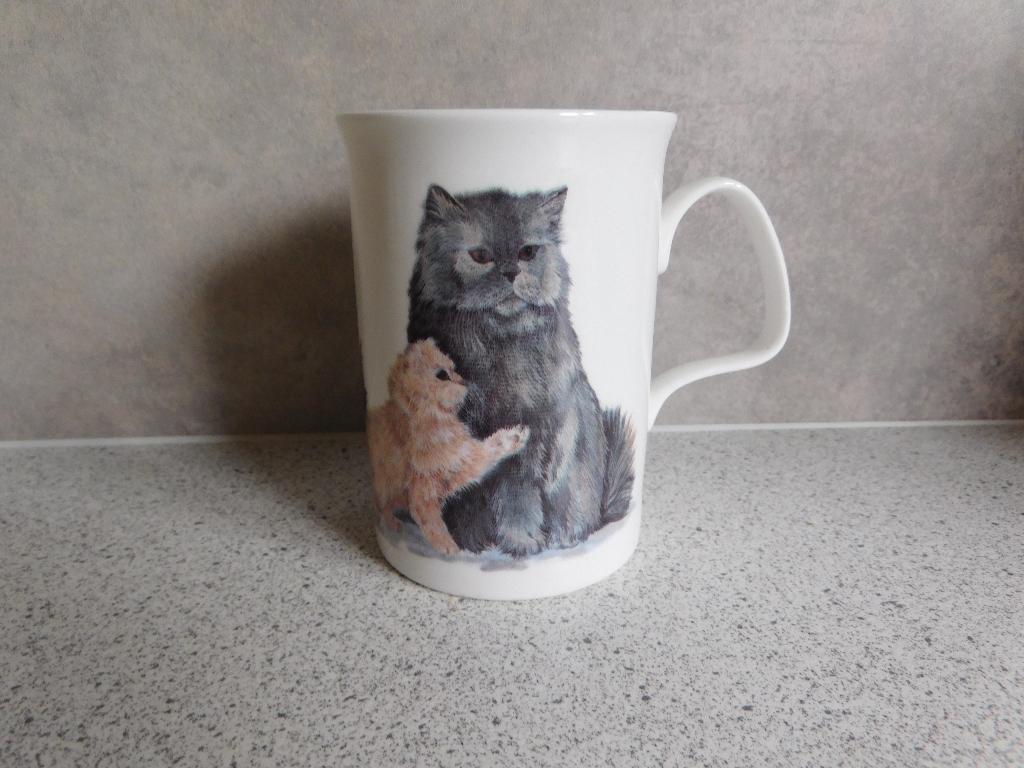 Mok Fine Bone China Cat Lovers Blauwe Pers Roy Kirkham, Ophalen of Verzenden, Zo goed als nieuw, Overige stijlen, Kop(pen) en/of Schotel(s)