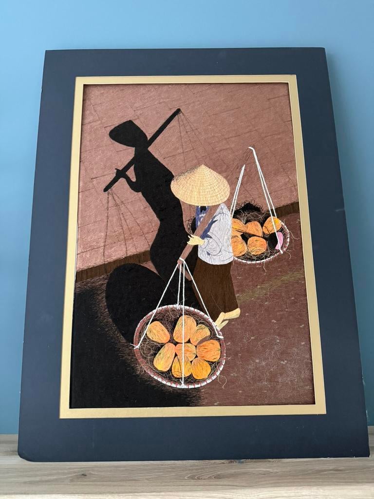 Groot kunstwerk- borduurkunst - vietnam / aziatisch, Ophalen of Verzenden