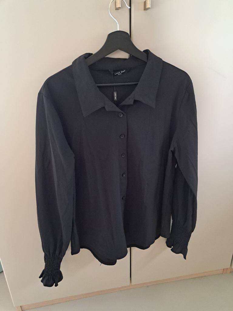 Lady Day travelstof blouse XXXL met leuk gesmokte manchetten, Lady Day, Zwart, Maat 46/48 (XL) of groter, Nieuw