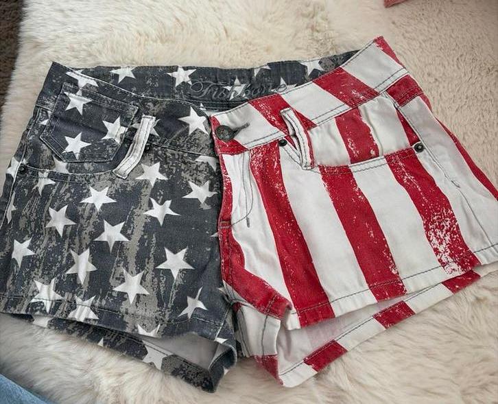 Festival shorts met Amerikaanse vlag print, Kleding | Dames, Kort, Ophalen of Verzenden, Maat 36 (S), Gedragen