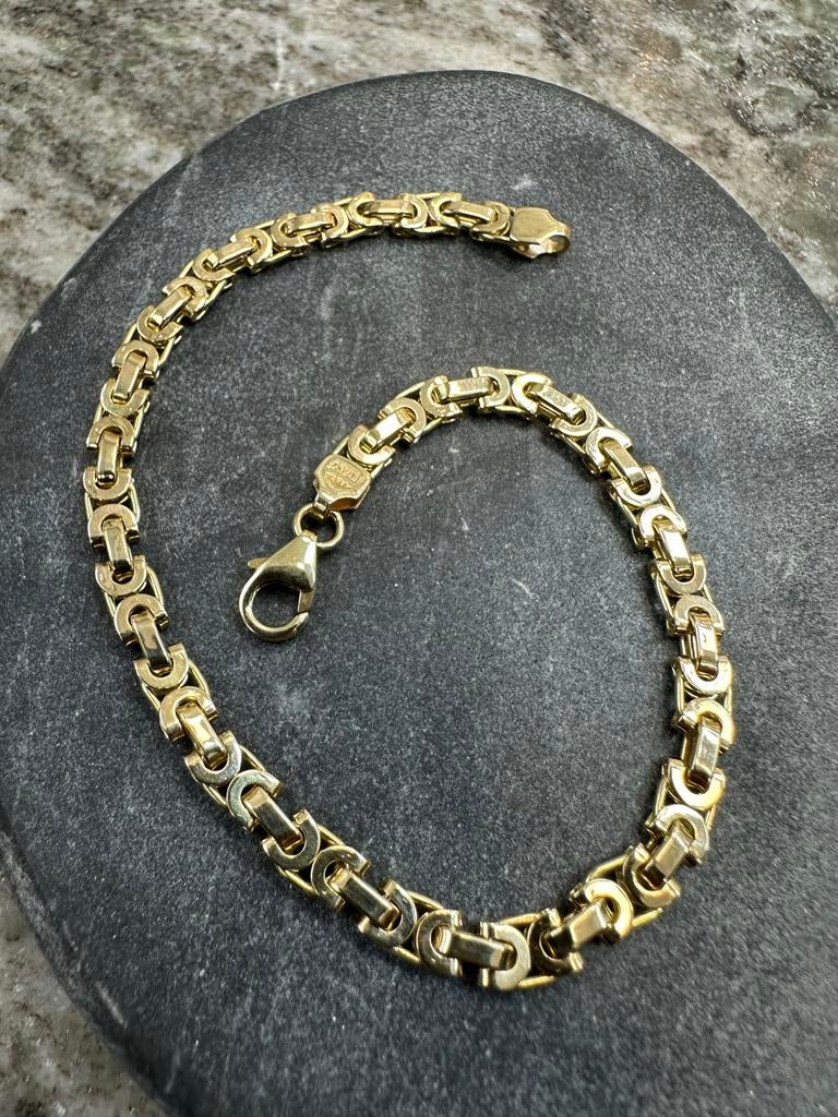 Nieuwe 14k Gouden Platte Koningsarmband Massief, Ophalen of Verzenden, Nieuw, Goud