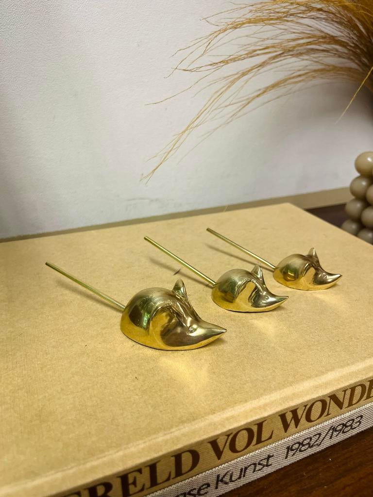 Prachtige vintage Set van 3 messing muisjes beeldjes, Ophalen of Verzenden