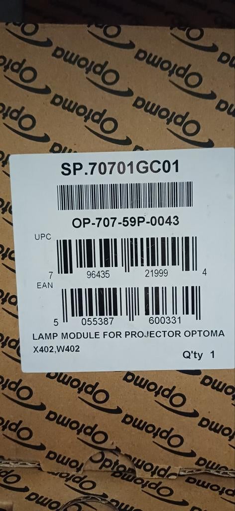 Optoma Beamerlamp X402/W402 - Origineel, Audio, Tv en Foto, Beamer-accessoires, Ophalen of Verzenden, Nieuw, Beamerlamp