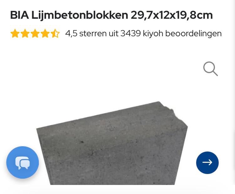 BIA Lijmbetonblokken 29,7x12x19,8cm - Over van verbouwing, Ophalen, Nieuw, Beton