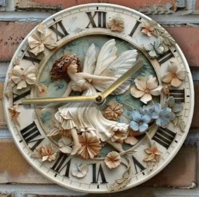 Vintage ronde wandklok van metaal - Bloemenfee (20cm), Huis en Inrichting, Woonaccessoires | Klokken, Nieuw, Wandklok, Ophalen of Verzenden