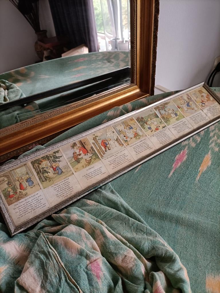 Vintage kinderprenten in lijst - Nostalgische decoratie, Ophalen of Verzenden
