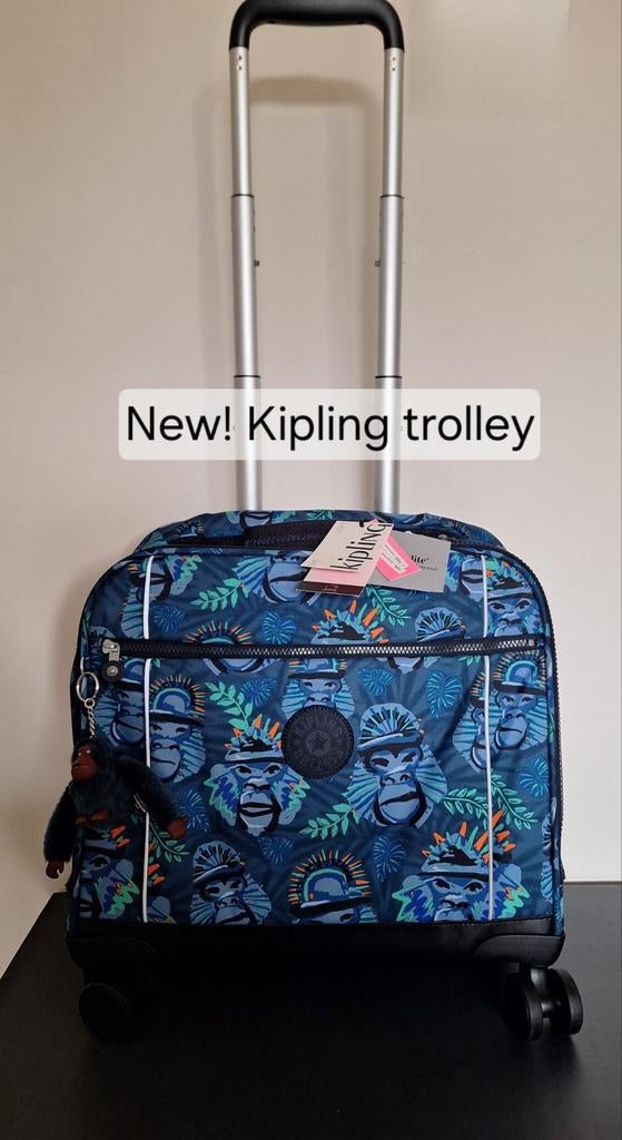 Kipling blauwe trolley / koffer, schooltas & handbagage, 40 tot 60 cm, Wieltjes, 20 tot 30 cm, Blauw