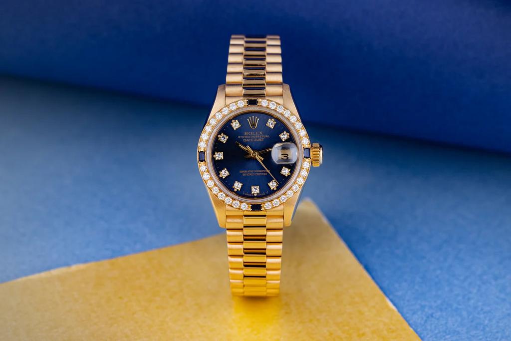 Rolex Lady Datejust 26 - 18K Geelgoud met Factory Diamonds, Sieraden, Tassen en Uiterlijk, Ophalen of Verzenden, Zo goed als nieuw