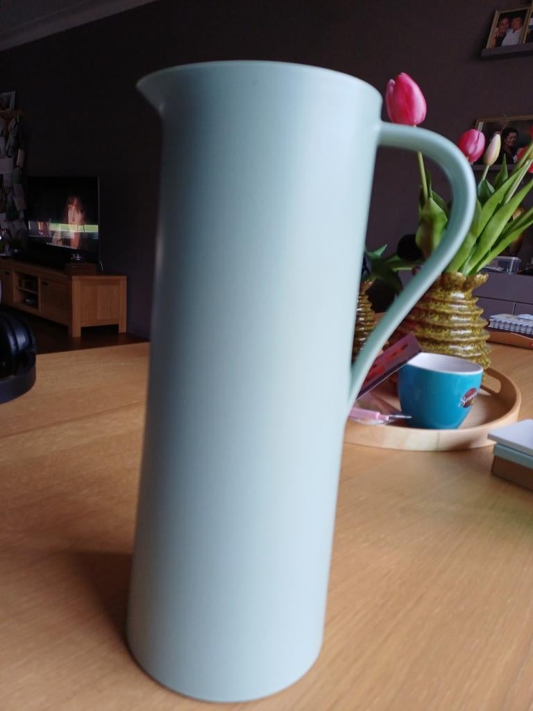 Stijlvolle lichtgroene thermoskan - Zo goed als nieuw, Blauw, Kunststof, Zo goed als nieuw, Overige merken