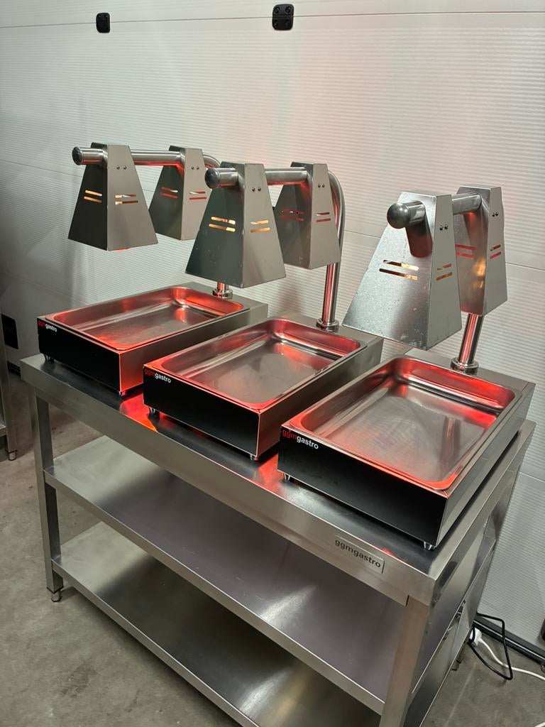 Te koop 3 stuks warmhoudbrug met 2 warmtelampen ggm gastro, Ophalen of Verzenden, Zo goed als nieuw