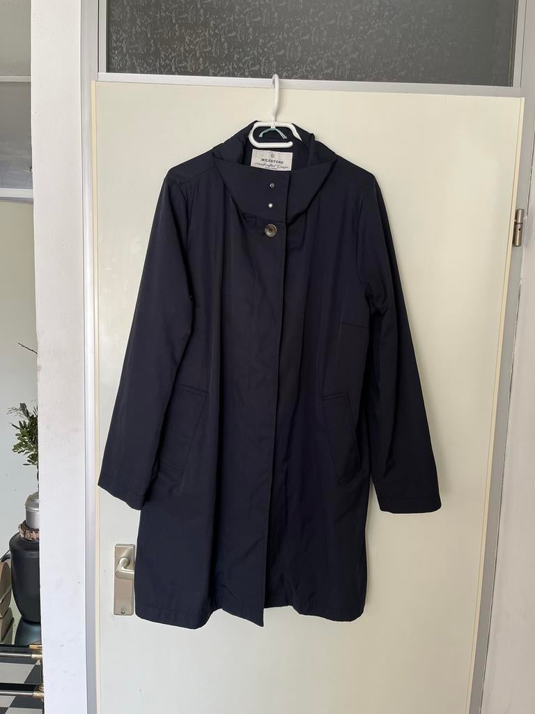 Milestone elegante regenjas blinde sluiting mt44 evt 46, Ophalen of Verzenden, Zo goed als nieuw, Blauw, Jas of Mantel